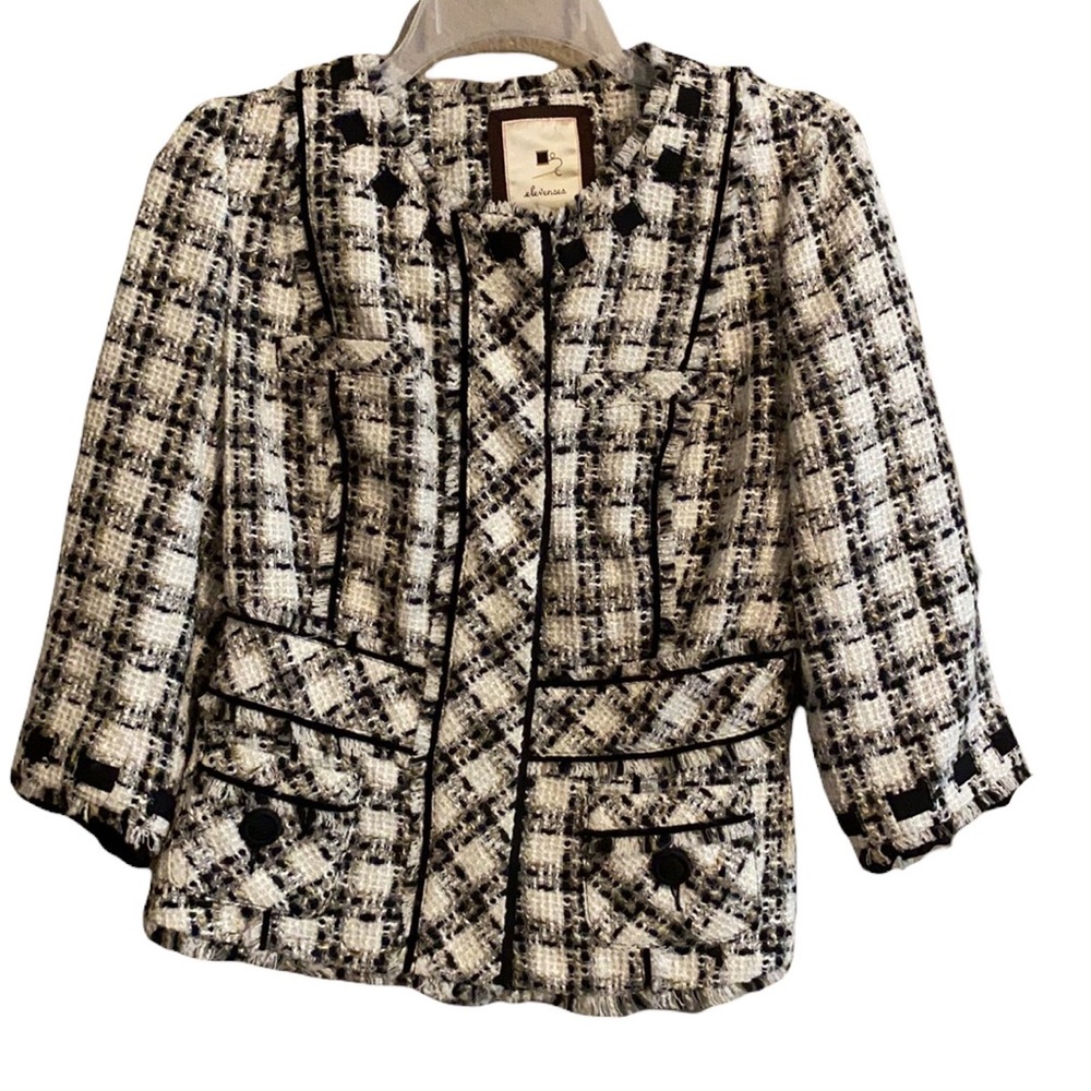 Anthropologie Black and White Tweed Blazer Jacket